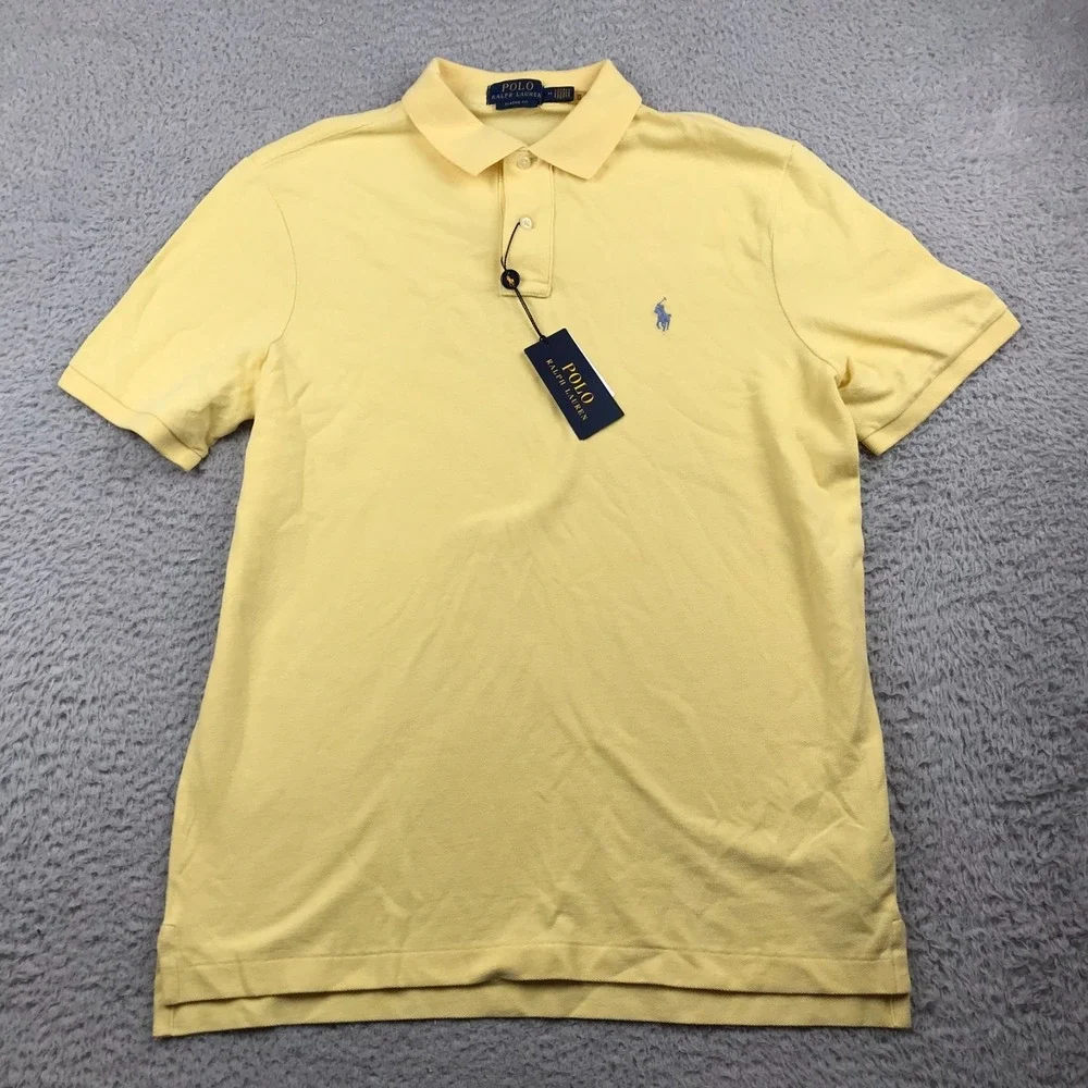 Polo Ralph Lauren Shirt Mens‎ M Classic Fit Yellow Cotton Blue Pony Logo NEW NWT